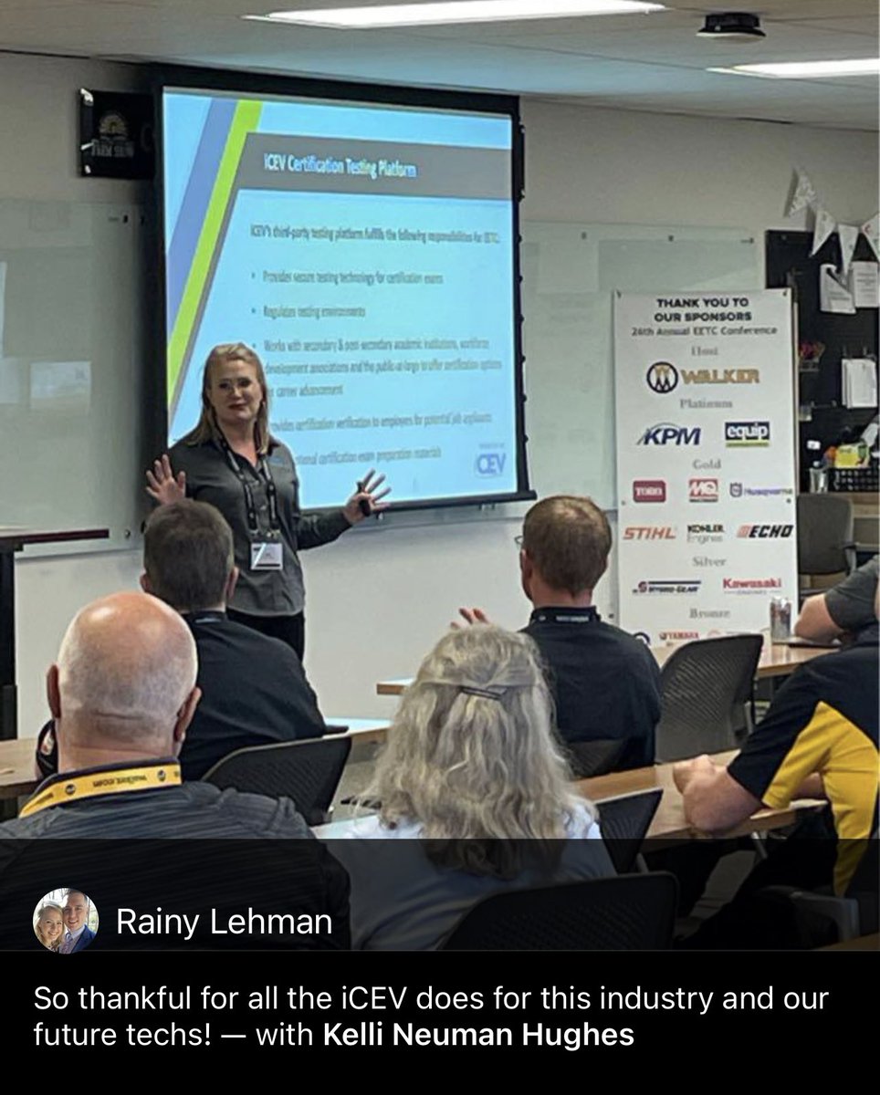 Kelli Neuman Hughes (@icevkelli) on Twitter photo Grateful to be with <a href="/EETCcert/">Equipment and Engine Training Council</a> at their national conference! <a href="/iCEVonline/">iCEV</a> host the EETC Principles of Small Engine Technology #Certification. If you’re a teacher & want to try it for free, give me a shout. The employers at this conference want #certified employees! Grateful to be with <a href="/EETCcert/">Equipment and Engine Training Council</a> at their national conference! <a href="/iCEVonline/">iCEV</a> host the EETC Principles of Small Engine Technology #Certification. If you’re a teacher & want to try it for free, give me a shout. The employers at this conference want #certified employees!
