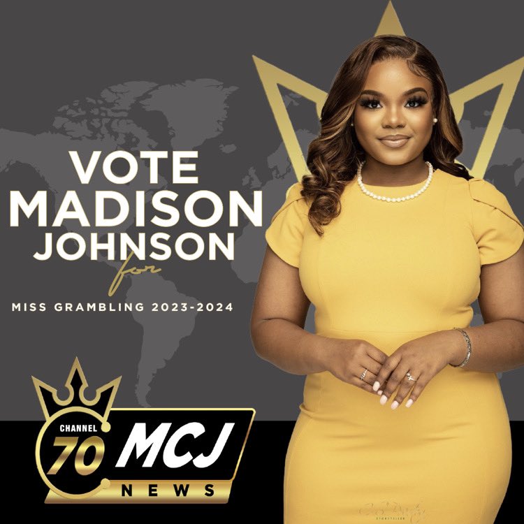 Breaking News! 📸🌍
•
Greetings Tiger Nation! I am Madison Johnson, a junior Mass Communications major from the great Dallas, TX, vying to be the 70th Miss Grambling State University! 🤍
#MadisonJforMissG #Channel70MCJ #GramElections2k23 #gramfam <a href="/Gram_BOE/">Grambling Board of Elections</a>