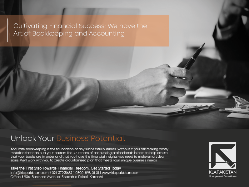 KLAPakistan's tweet photo. (1/3)
"Cultivating Financial Success: We have the Art of Bookkeeping and Accounting"

Accurate bookkeeping is the foundation of any successful business. Without it, you risk making costly mistakes that can hurt your bottom line. https://t.co/9Y0jSmPRbF