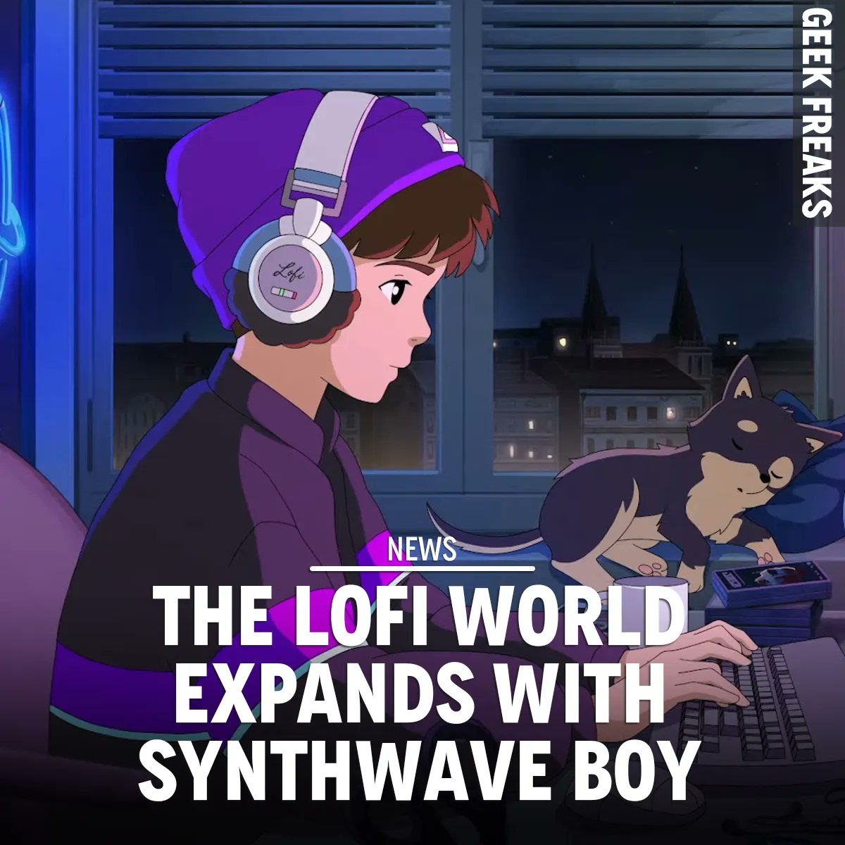 geekfreakspod's tweet photo. Fans of #LofiGirl have been on edge for days over a mysterious new addition to the popular music stream. Today, the mystery was finally solved with the introduction of Synthwave Boy and a new stream. Two genres of music, two cozy workspaces, and two adorable pets.  #music https://t.co/DIesMucdt9