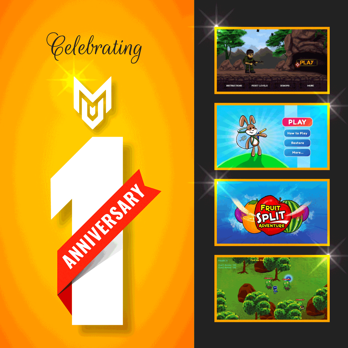 MiusoftGames's tweet photo. 😀 We're celebrating our first anniversary!
Check out our first Android game : https://t.co/odGl07Z8wp
and all of our games : https://t.co/Nm43rex4qW
( 3D games are coming soon.😉 )
Happy gaming and stay tuned for updates!
#miusoft #games #gamestore #GDevelop #Unity😉 https://t.co/GDwjJnA9yI