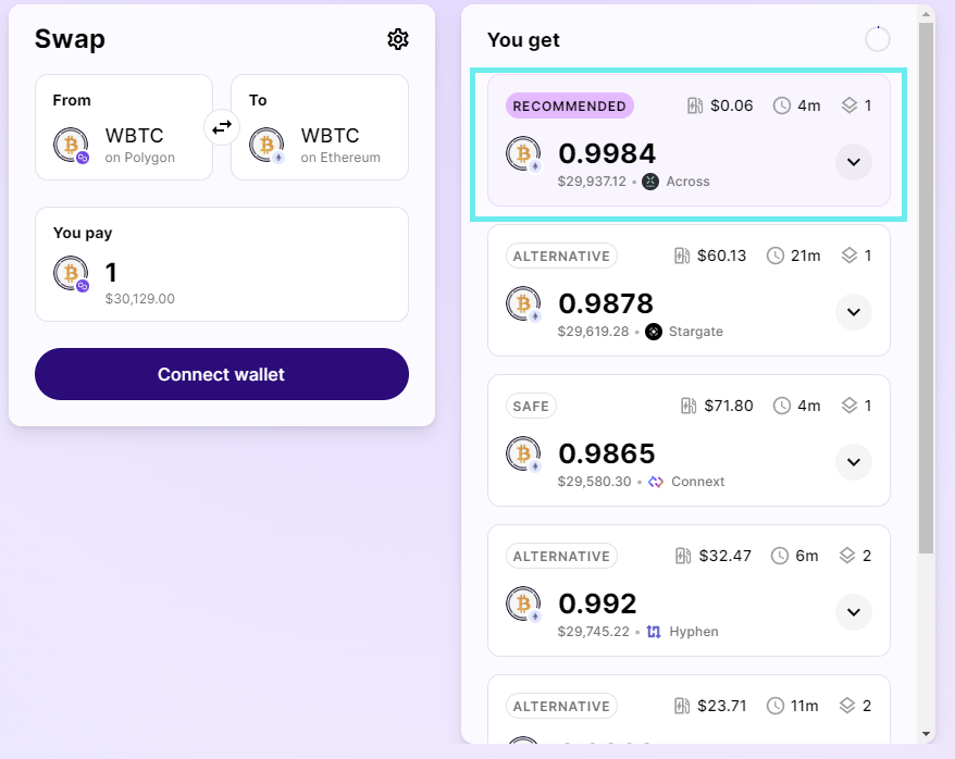 AcrossProtocol's tweet photo. Bitcoin broke $30k and, for now, the flippening looks out of sight 🧐

Being on top feels good, and we should know, cause look who's holding the #1 spot for $WBTC cross-chain transfers from Arbitrum, Optimism &amp; Polygon 👀 https://t.co/4ggBnEAx74