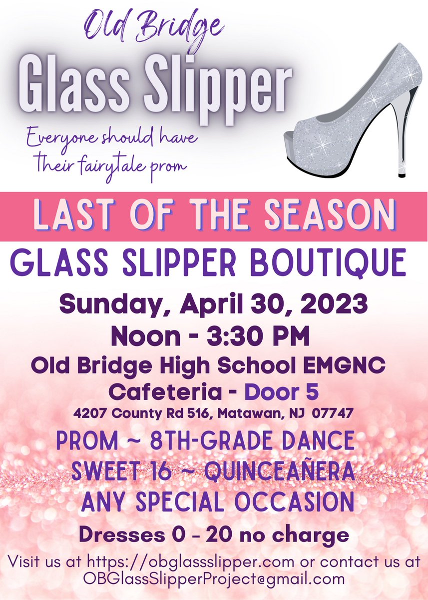 We will have one more Boutique this season. All welcome! Prom, 8th Grade dance or any formal occasion.