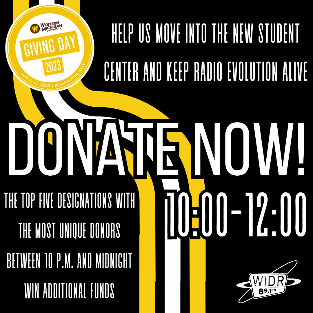 Time is almost up to support WIDR this Giving Day, but it's not too late! Donate before midnight to help us continue to raise student voices! secure.wmualumni.org/s/give?funds=p…