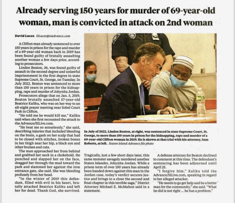 I’m proud yet humbled I provided expert witness testimony in regard to video in two jury trials. I helped bring justice for 2 victims, Johynita Jordan and Beatrice Kaliku. Thanks to the NYPD &amp; Victoria Levin/Lisa Davis of <a href="/StatenIslandDA/">Michael E. McMahon</a>, my staff, &amp; the brave victims testifying.