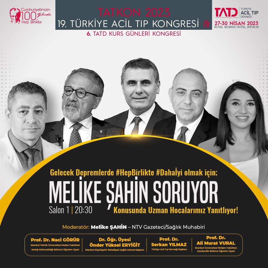 Gelecek Depremlerde #HepBirlikte #Dahaİyi Olmak için Melike Şahin Soruyor Konusunda Uzman Hocalarımız Yanıtlıyor!

27 Nisan Perşembe günü 20:30’da Salon 1’de buluşalım…
#hepbirlikte #dahaiyiye
<a href="/nacigorur/">Prof. Dr. Naci Görür</a> <a href="/mdSerkan/">mdSerkan</a> <a href="/AliMuratVural/">Ali Murat Vural</a> <a href="/melikessahin/">Melike Şahin</a>