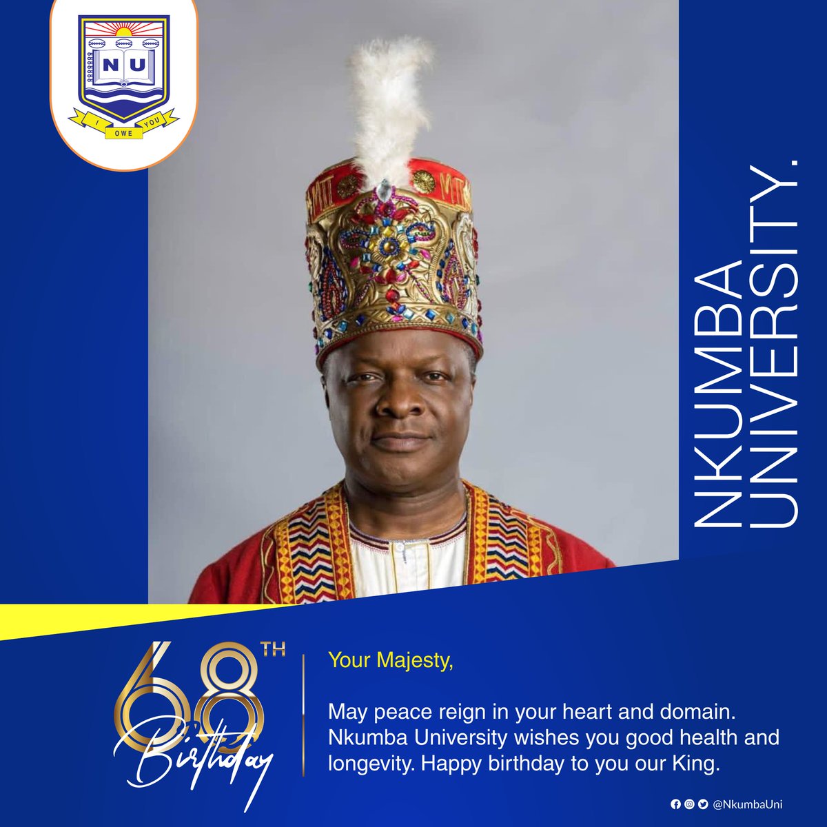 NkumbaUni's tweet photo. It's the King's birthday, it is a special day for us all. Your Majesty, May peace reign in your heart and domain.  Nkumba University wishes you good health and longevity. Happy birthday to you our King. #KABANDA #Buganda #Kabakawange #ElonMusk https://t.co/lJQzWms5JP