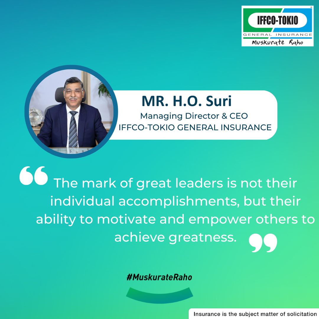 IFFCO__TOKIO's tweet photo. The mark of great leaders is not their individual accomplishments, but their ability to motivate and empower others to achieve greatness.
#IFFCOTOKIO #MuskurateRaho #Thought #Leadership #Motivation #Ideas #Trust #HOSuri https://t.co/xoaOLqycGI