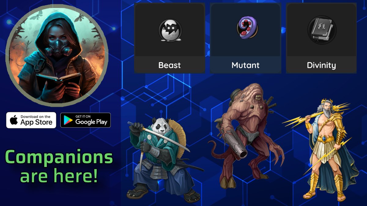 LostVault's tweet photo. The companion system is now available for all the players! ⚠️ Have you hired one already? Which one works best for you - Beast 🐻, Mutant ☢️ or Divinity ⚡?

More companion updates are coming soon to the game! 😎

#Androidgames #indiegame #MMORPG #MobileGame #onlinegaming https://t.co/mMEaQWxaiq