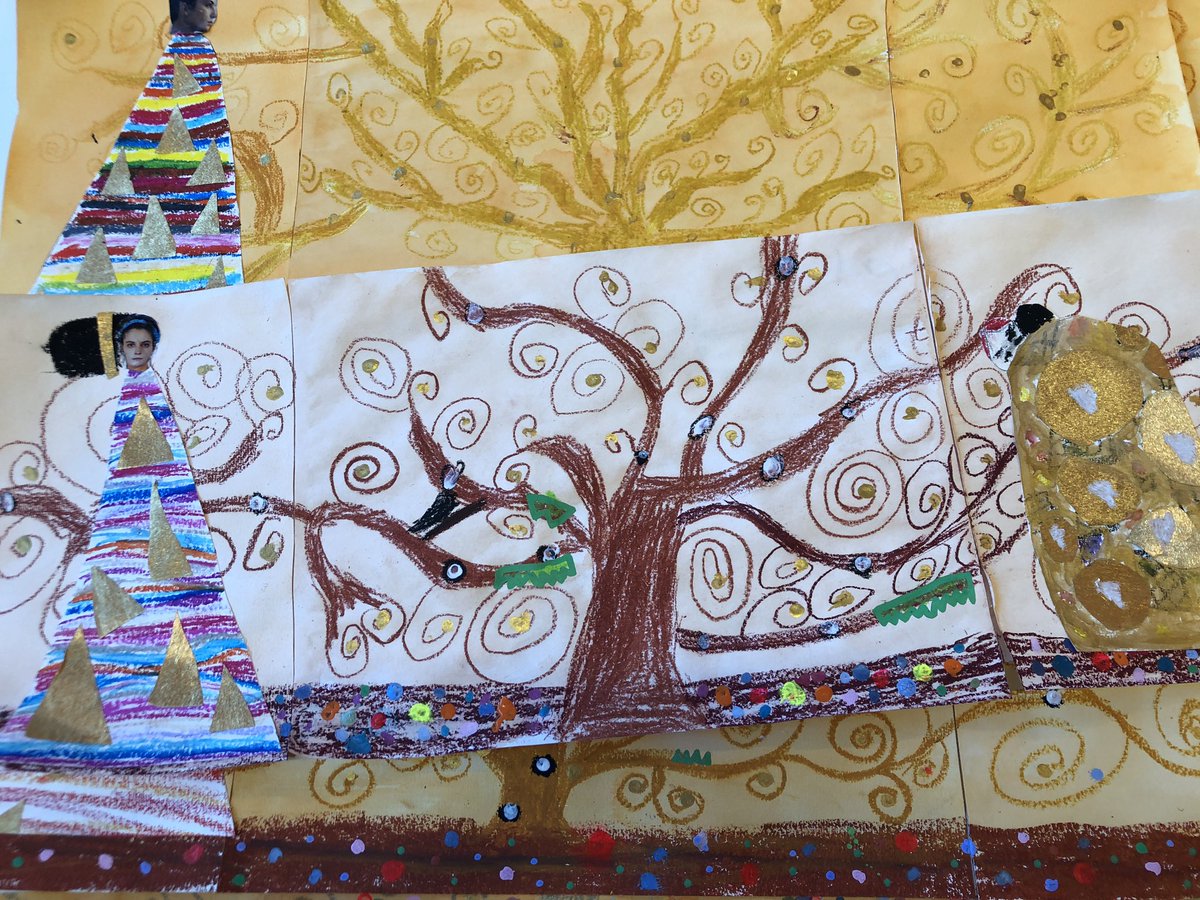 #VuEnClasse #Cm2 #ArtsVisuels Les paravents à la manière de #Klimt