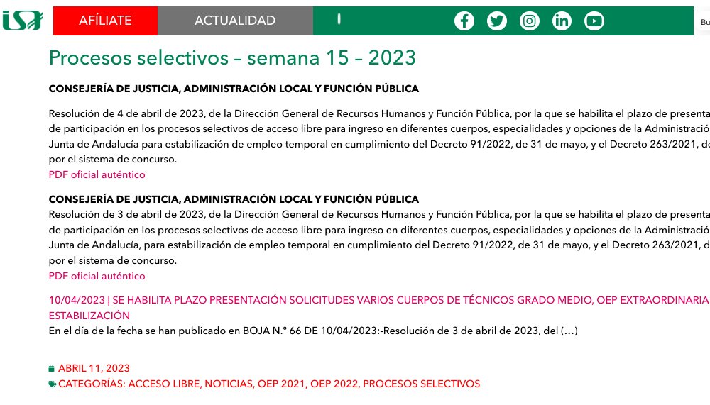 ISAndaluza1's tweet photo. ‼️‼️ Publicado en BOJA el plazo de 🔟 días para la presentación de solicitudes  a la #OPE de estabilización por CONCURSO en la #AGJA 

📢 Para 11 cuerpos del A1 y A2
ℹ️ Toda la info en : https://t.co/0okAZlvQrC

#ISAsindicato #interinos #SOSinterinos https://t.co/KRRb0RXtvO