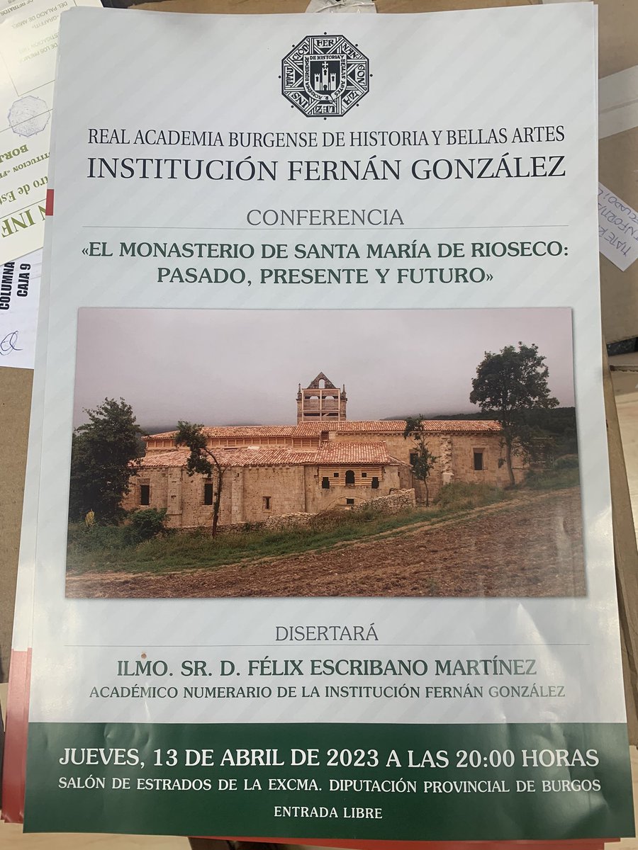 Esta tarde a las 20.00 horas nuestro académico Felix Escribano disertará sobre la recuperación del monasterio de Rioseco.