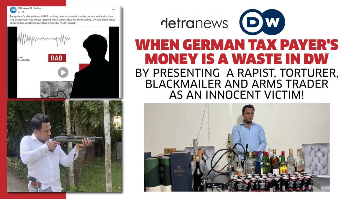 Amirul1971's tweet image. German news giant @DWnews picked a self-proclaimed #drugdealer, #rapist and #extortionist Nafiz Alam to interview against Rapid Action Battalion in #Bangladesh. DW should have run a background check on Nafiz before putting his face on their video.
Details: bdpolitico.org/937