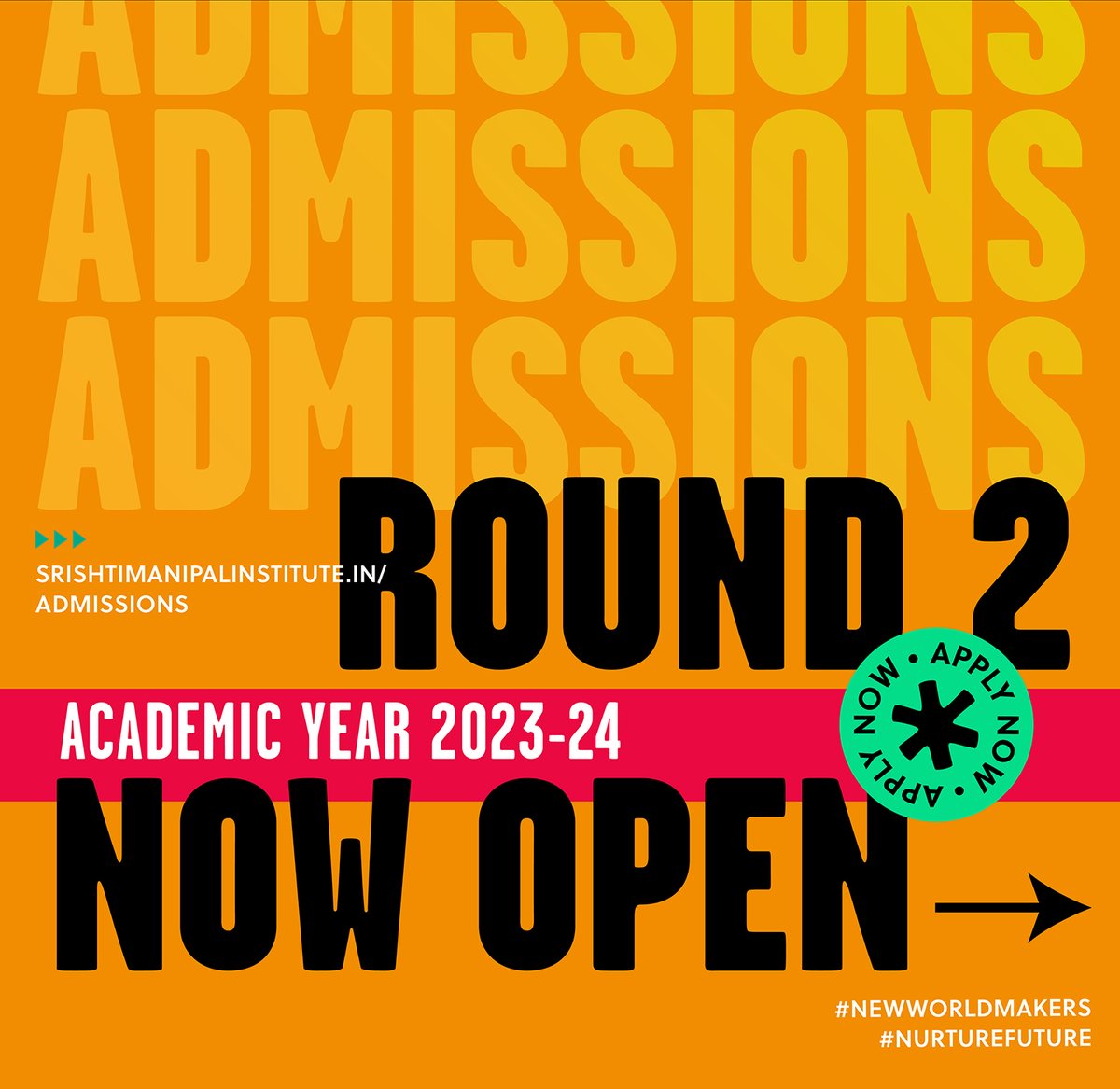 SrishtiArtDes's tweet photo. Round 2 of the admissions for the academic year 23-24 is open for all courses, except BDes in Visual Communication and Strategic Branding (VCSB), Industrial Arts and Design Practices(IADP), Human Centred Design(HCD) & BFA in Digital Media Arts (DMA) #nurturefuture #newworldmaker https://t.co/HUwX3BOCyH