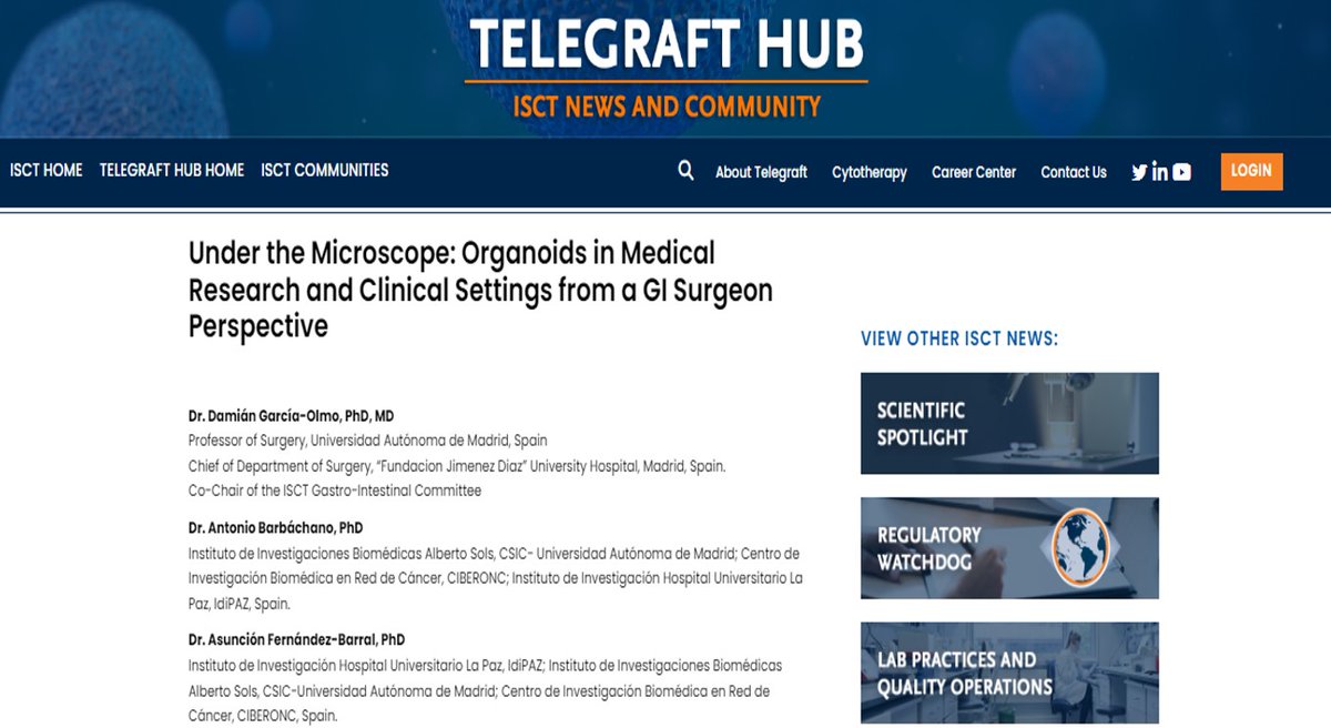 xinoxan's tweet photo. #Organoids in #Medical #Research now #underthemicroscope from a #gastrointestinal #surgeon perspective by Drs. @GarciaOlmoD, A. Barbáchano &amp; A. Fernández-Barral in the latest issue of @ISCTglobal @telegraft
https://t.co/LrgWH3rbyc https://t.co/ObYzubO7Ap