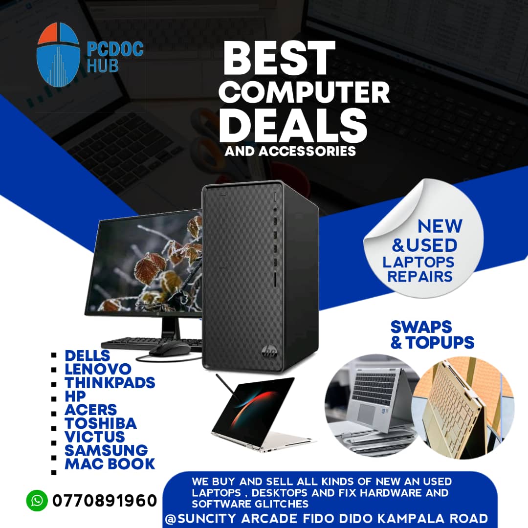 You're in need of a laptop(new or used), or tired of yours so you want get rid of it?, Do you need to swap your machine,  computer accessories or repairs!
  Inbox +256770891960 or call +256705593793. we help you out!!. For all your computer glitches, we gat solutions.