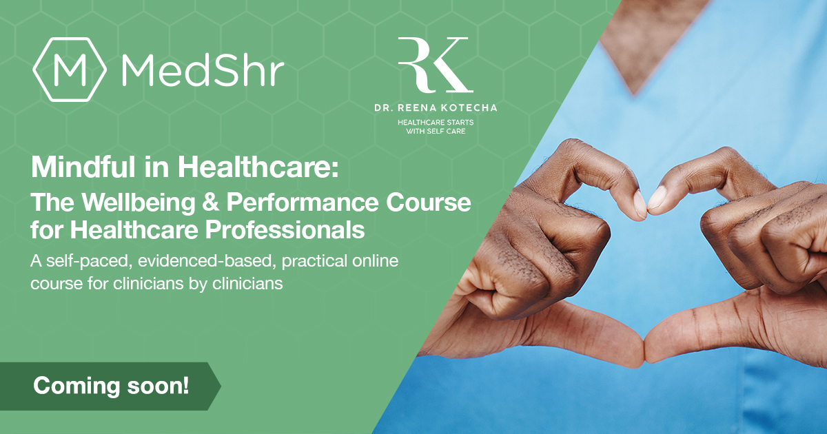 Chronic stress, fatigue, and burnout can take a toll on your well-being as a healthcare professional. <a href="/DrReenaKotecha/">Dr Reena Kotecha</a>'s forthcoming learning series offers tips on mindfulness meditation. Read more: medshr.it/blog2 #stressawarenessmonth #mindfulness