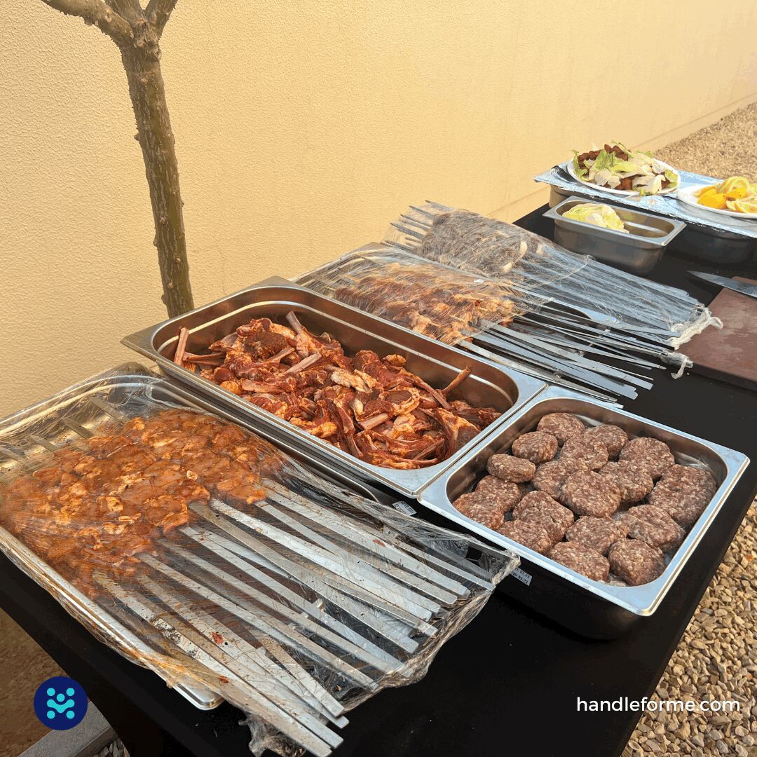 HandleformeCom's tweet photo. 🔥🍖 Sizzle up your gathering with Handleforme's BBQ services! Our expert chefs grill to perfection, with a delectable menu to choose from. Book now for a taste sensation! 😋🍴
#BBQServices #MyDubai #InAbuDhabi #UAEEvents #WeekendVibes #BBQParty #GrillandChill https://t.co/WnKo4M7js2