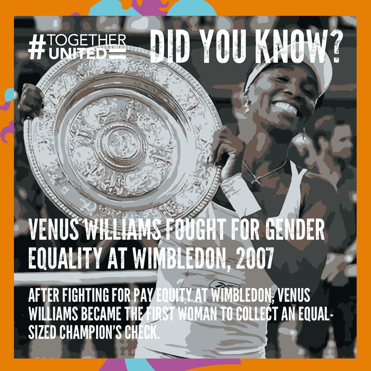 Official_AsOne's tweet photo. April’s sporting icon is Venus Williams, and for her work she did to help women recieve equal pay in Tennis. 🙌 

#TogetherWeStand #UnitedAsOne #Together #United #AgainstAbuse #AgainstRacism #ForEquality  #MakeTheDifference #BeTheDifference https://t.co/XxaDEGN36m