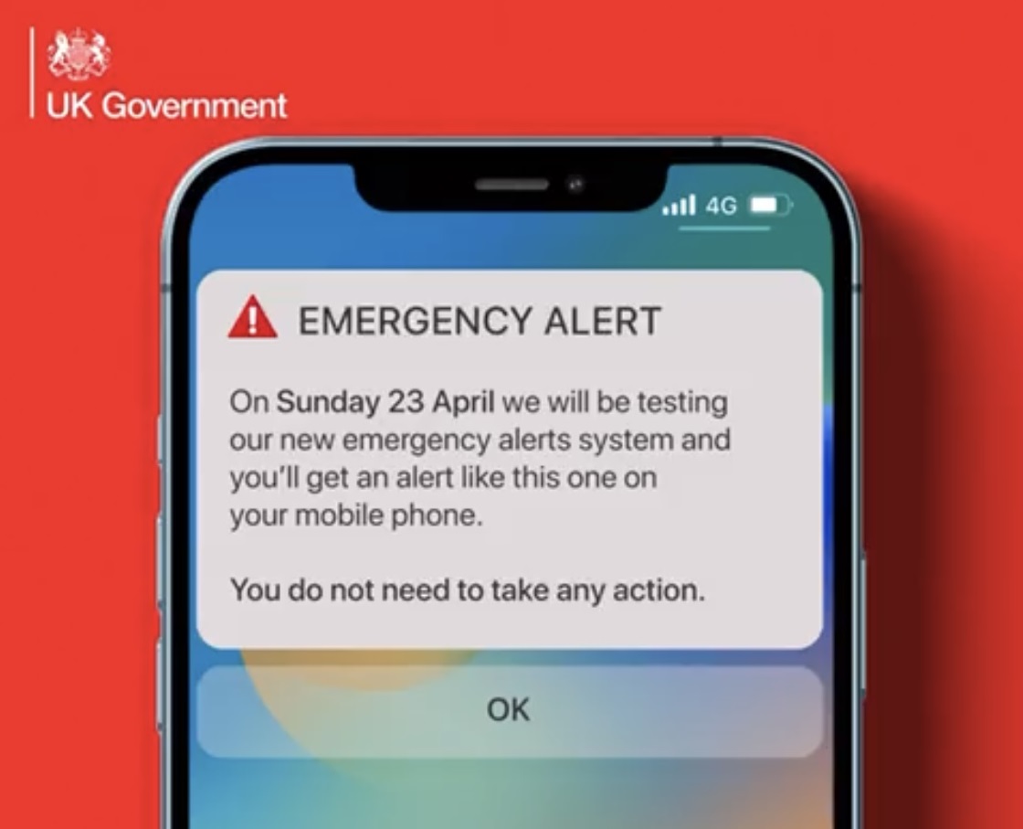 The new Emergency Alerts system will be tested nationally on April 23 ⚠️

The system will warn people when their lives are in danger. An Emergency Alert is a loud, siren-like sound with a message on your mobile phone screen. To find out more, visit ow.ly/XemT50NFT1n