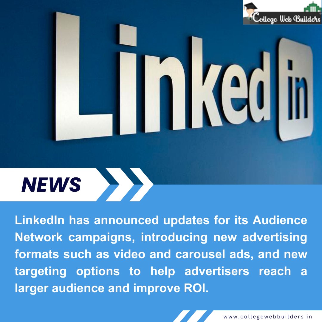 collegebbuilder's tweet photo. LinkedIn updates Audience Network campaigns with new ad formats and targeting.
https://t.co/HZ0XxCIqe8
#collegewebbuilders #News #Audience #VideoAds #TargetingOptions #SocialMediaMarketing #DigitalAdvertising #B2BMarketing #MarketingStrategy https://t.co/Xp2qawcwFY