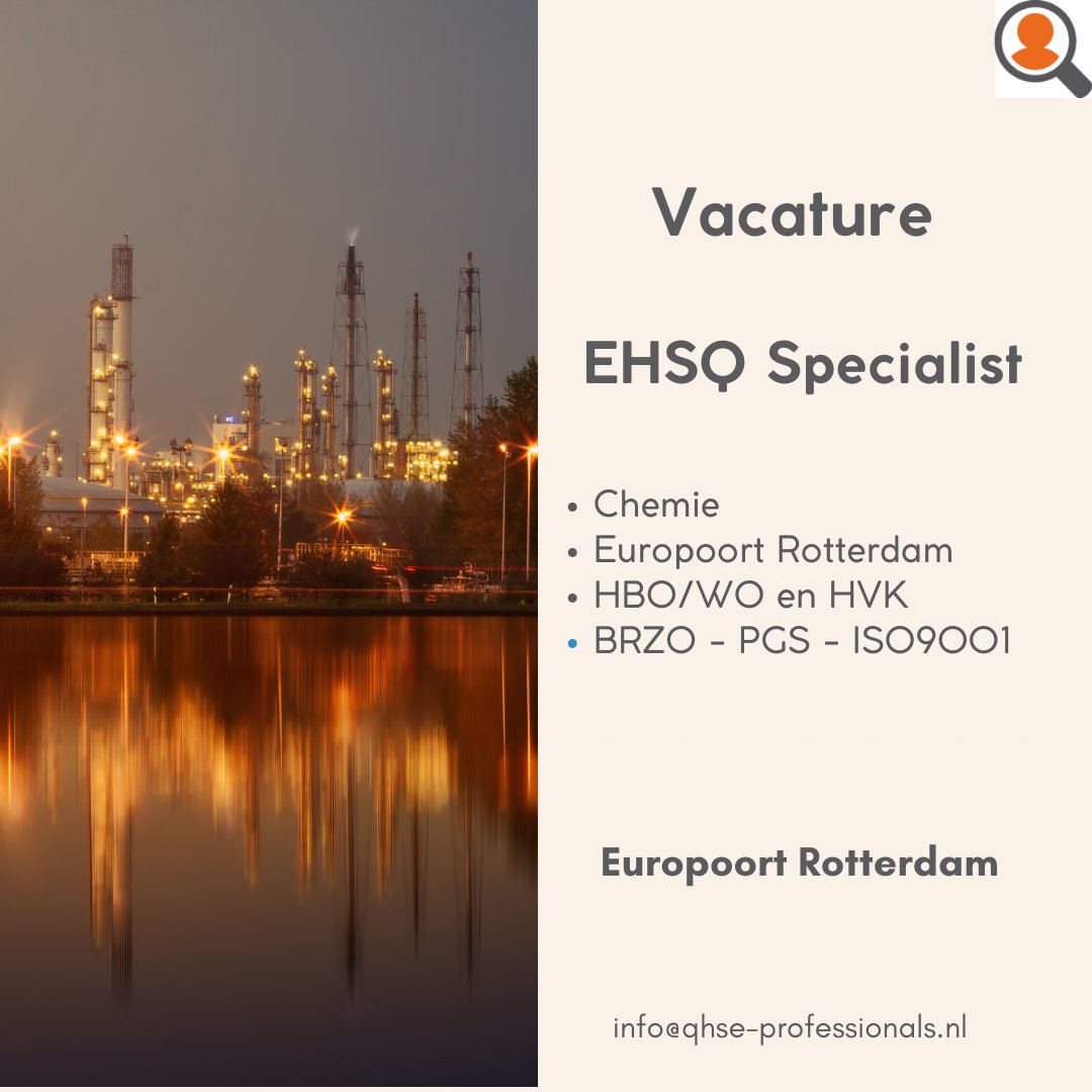 QHSE_Profs's tweet photo. Vacature EHSQ Specialist Chemie, Europoort Rotterdam
Interesse of meer weten? Lees hier dan verder: https://t.co/4bApbW3Km9
#vacature #EHSQ #SHEQ #HVK #MVK #ISO9001 #ISO14001 #ISO45001 #PGS #BRZO #Europoort #Rotterdam #Safety #processsafety https://t.co/ipeAQdhibT