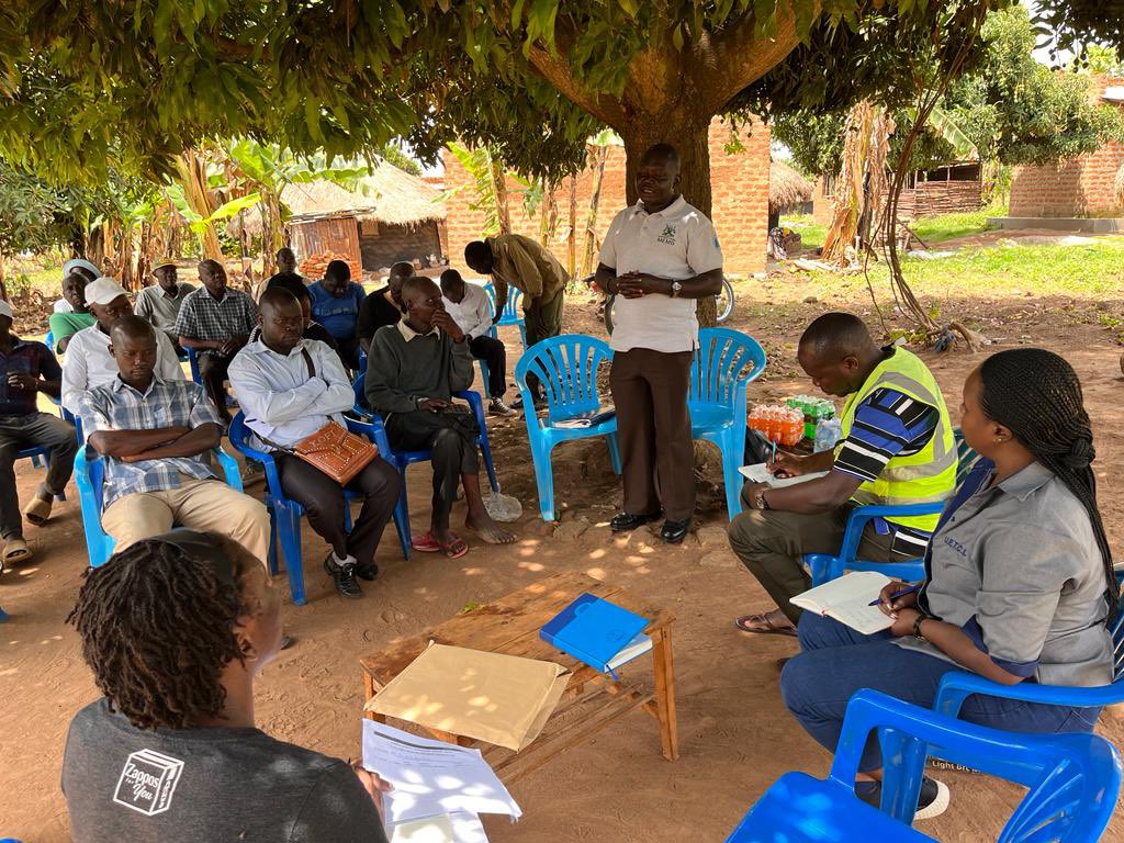 uetcl's tweet photo. UETCL projects team conducting a stakeholder engagement meeting with leaders from Nyio Cell, Arua City on the on going Kole-Gulu-Nebbi-Arua transmission line, whose objective is to connect West Nile and Northern Uganda to the national grid https://t.co/s3uqRy76k7