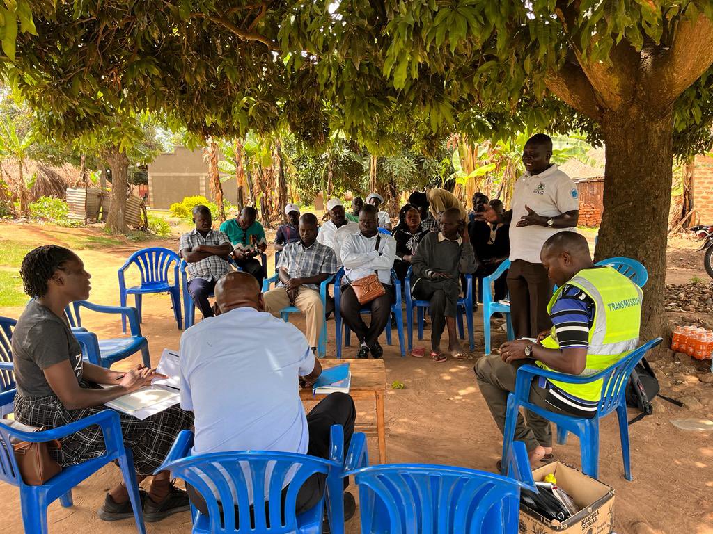 uetcl's tweet photo. UETCL projects team conducting a stakeholder engagement meeting with leaders from Nyio Cell, Arua City on the on going Kole-Gulu-Nebbi-Arua transmission line, whose objective is to connect West Nile and Northern Uganda to the national grid https://t.co/s3uqRy76k7