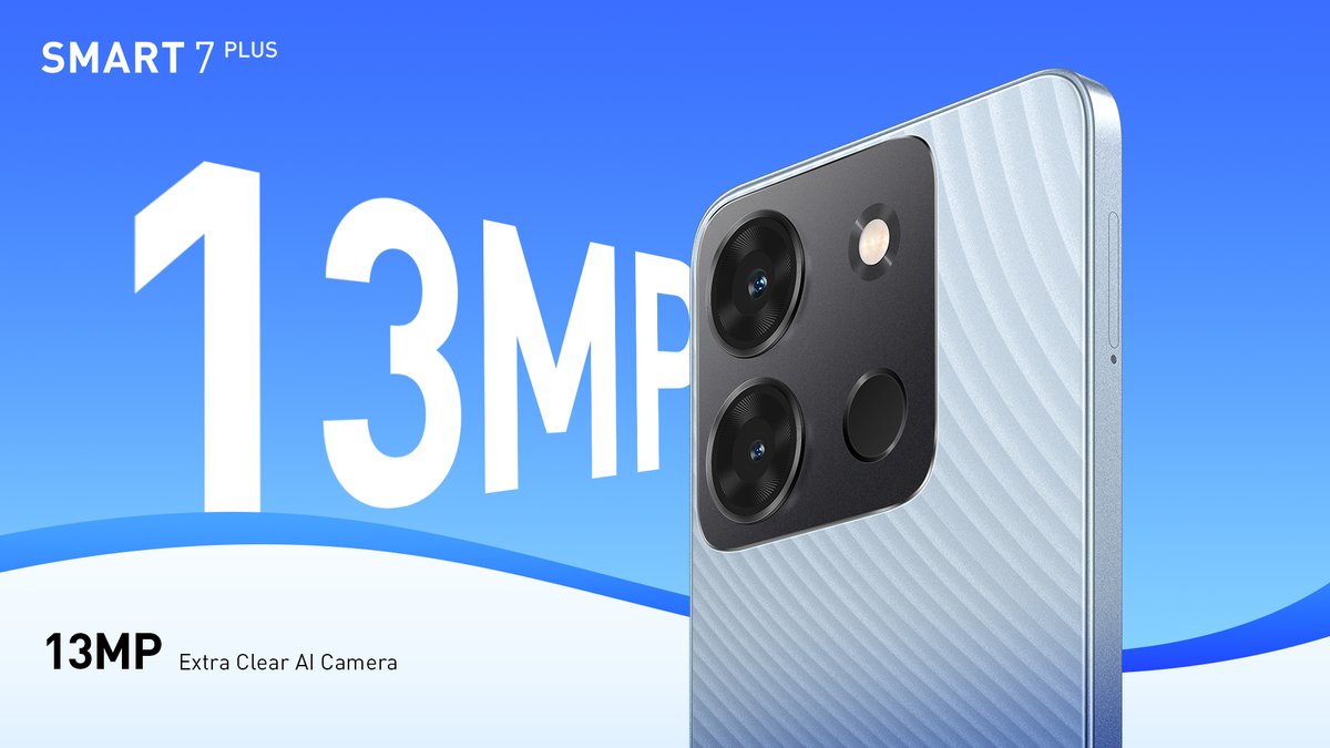 InfinixMobileTZ's tweet photo. Pale SMART inapokuwa Smarter, 
13MP Extra Clear AI camera inakupa zaidi ya ulichowahi kupata kwenye SMART Series kwa bei ile ile ya mtanzania.

#Infinixtanzania #SMART7PLUS #IkiingiaImekaa https://t.co/rjtTnOeCDN
