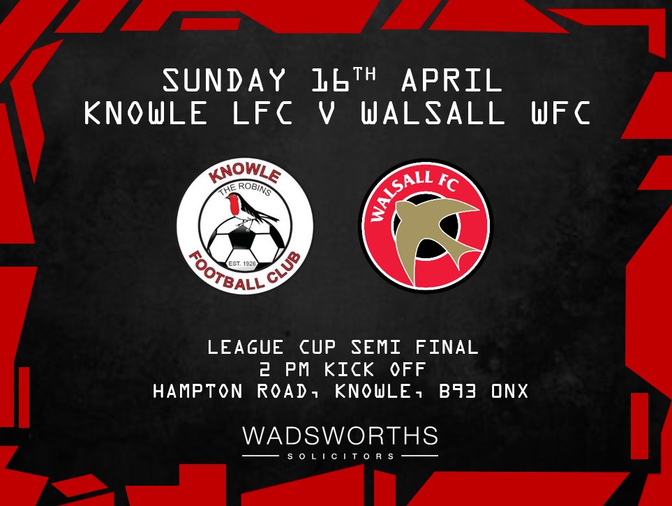 Looking forward to Sunday already! Big game ahead; we play @WalsallFCWomen in the league cup semi-final. 2pm kick off, at home - all support welcome! @wmrwfl @Wadsworthslaw