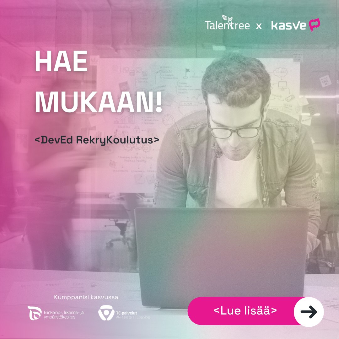 Softa-osaaja, etsitkö uutta potkua urallesi? - Haku DevEd Rekrykoulutukseen on avattu!

Osaajien haku on auki 13.4-14.5.2023!
 
Tutustu ohjelmassa mukana olevien yritysten avoimiin työpaikkoihin ja hae mukaan täällä: deved.fi/hakijalle/

#rekry #koulutus