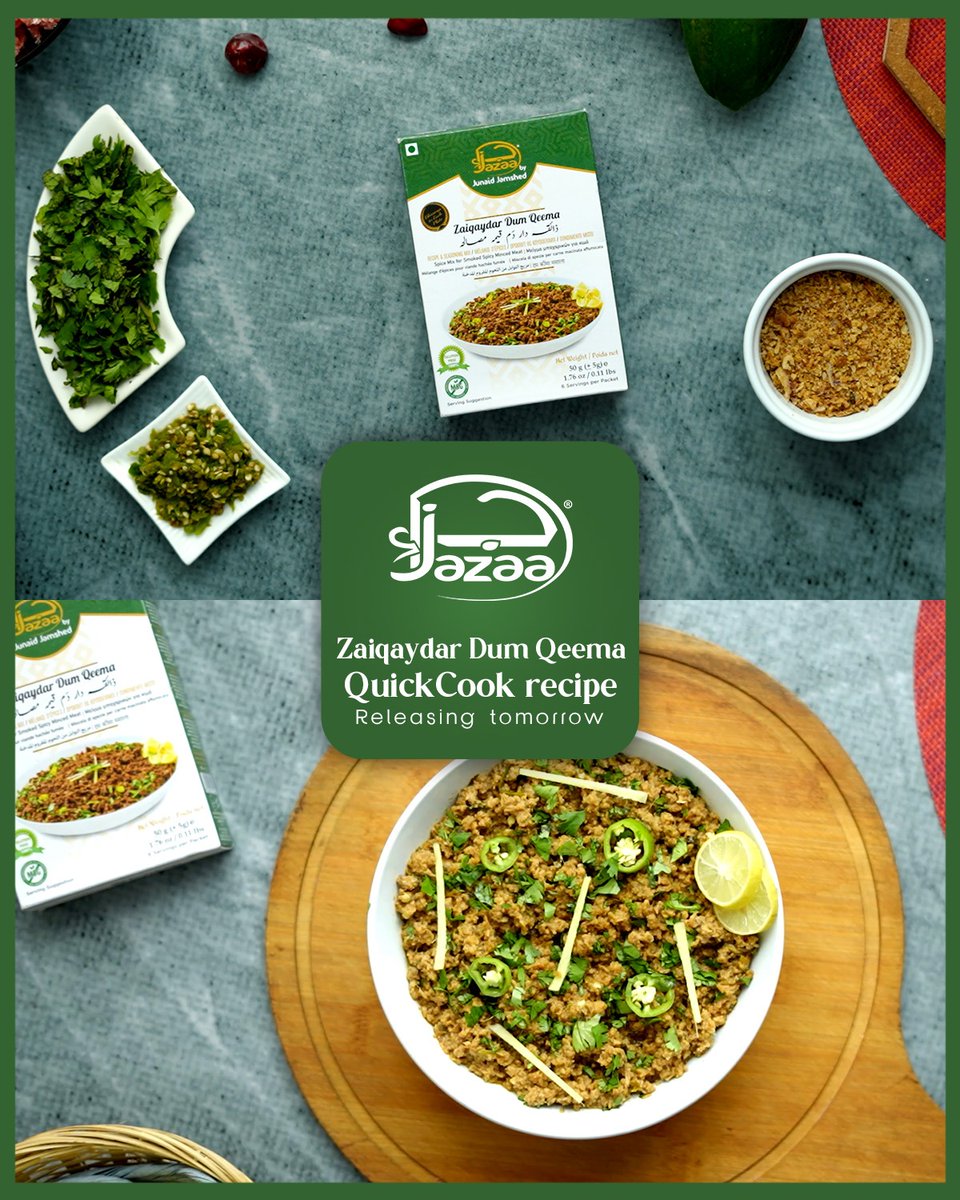 jazaaglobal's tweet photo. For Ramadan, Jazaa Dum Qeema QuickCook recipe is releasing tomorrow. Learn how to perfect Dum Qeema with our very own QuickCook Recipe and make your Iftars delicious.
Buy Now
Website: https://t.co/RSJCtIcXuC
#Jazaa #JazaaGlobal #DumQeema #QuickCook #Recipes #Ramadan https://t.co/VZ9pvzKqm8