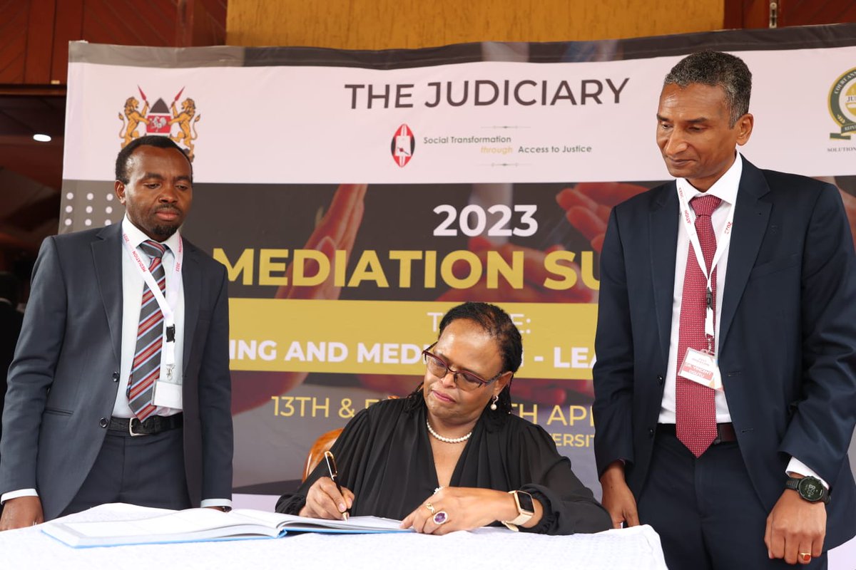 Chief Justice Martha Koome at  <a href="/StrathU/">Strathmore University</a> to preside over the official opening of a two-day Mediation Summit. #Mediationsummit2023