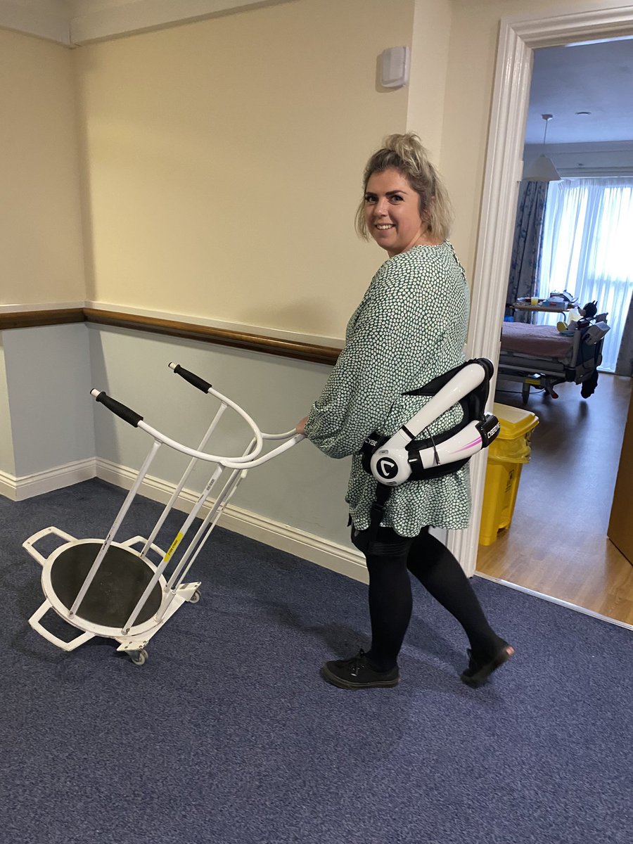 shilpybhat's tweet photo. Exciting to see the future of health and social care in action! Attended a training session on Cobot-assisted moving and handling at Clarence Unit, Woodcot Lodge yesterday , with Catherine and Sophie from HCC and and Georgia from Cyberdyne. #ExoskeletonTech #wearabledevice https://t.co/hEQQ0KE7di