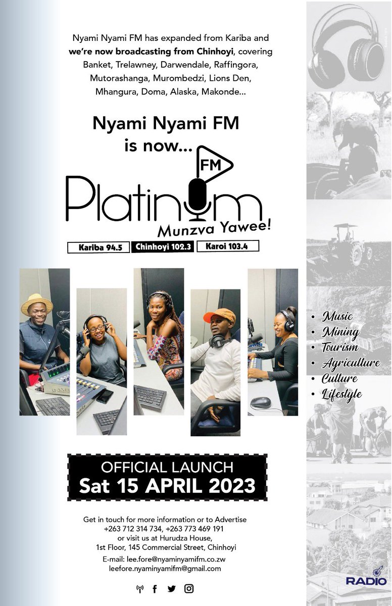 #PlatinumFM launch on this Saturday. #mashwestradio #munzvayahwee #mashwest