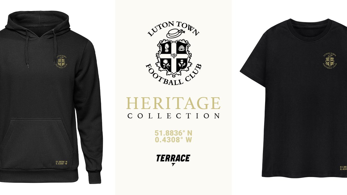 Introducing the official Terrace x <a href="/LutonTown/">Luton Town FC</a> Heritage collection!

Featuring gold embellishments and stadium co-ordinates to hem // theterracestore.com/collections/lu…

Retweet, we have a t shirt to give away #LTFC