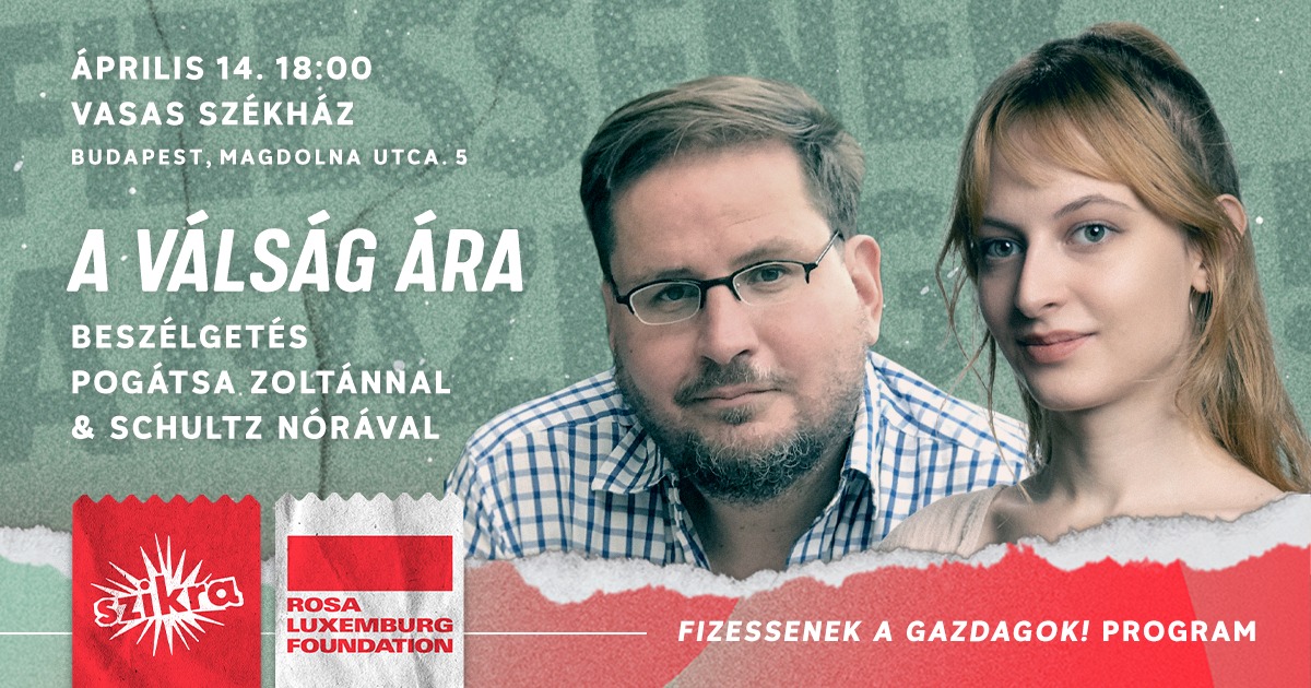 Holnap, Vasas Székház, 18:00!
Beszélgetés <a href="/PogiZoli/">Zoltan Pogatsa</a> -val és <a href="/schultz_noraa/">Nóra Schultz</a> -val!

❗️Fizessenek a gazdagok! - követeli a Szikra. De kik, és mennyit?

Pogátsa Zoltán közgazdászt kérdezzük a globális és a magyar gazdasági elit szerepéről a válságban.

#fizessenekagazdagok