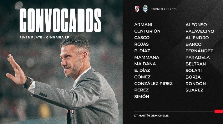 Está es la lista de convocados para recibir a gimnasia 🔴⚪🔴