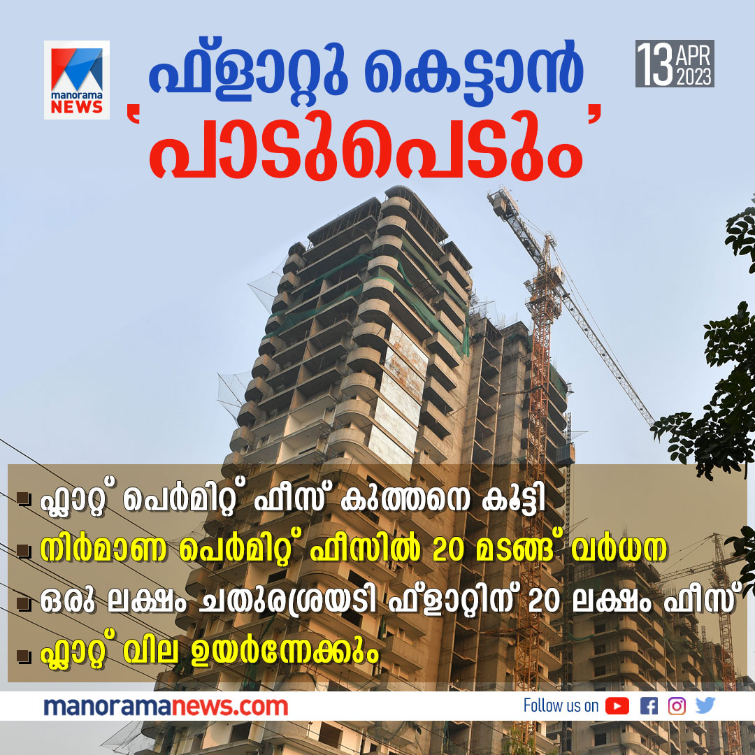 manoramanews's tweet photo. ഫ്ളാറ്റുകളുടെ പെര്മിറ്റ് ഫീസ് 20 മടങ്ങ് കൂട്ടി; വില കുത്തനെ കൂടും... #flat #permitfees #ManoramaNews https://t.co/yq526AG6DE