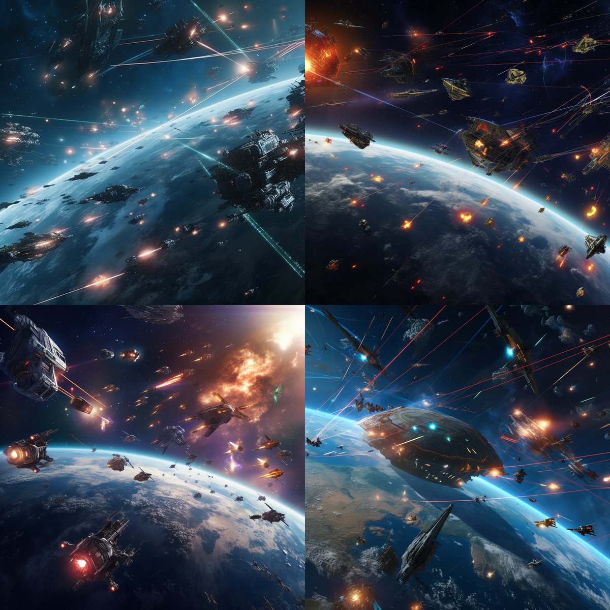 MatthieuROSSI1's tweet photo. Image AI du jour:
Generateur: Midjourney v5
Prompt: a space battle scene around a planet looking like the earth, there are lasers and explosions of many ships with galactic cruisers and fighters https://t.co/9Dys02TMrl