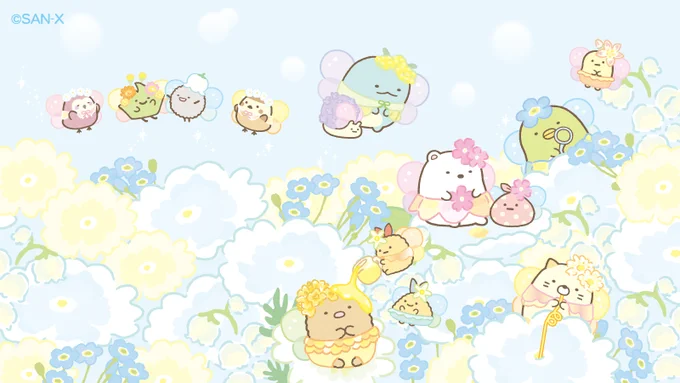 #ざっそうとようせいのお花畑 ストーリー⑥みんなそろって、お花畑をたのしみました。 