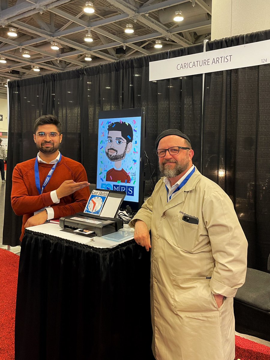 AritrajitGupta's tweet photo. One of the highlights of my day today at #S23MRS @Materials_MRS courtesy of @ZachCaricatures . AI could never 😤 https://t.co/uI6zz2JTiZ