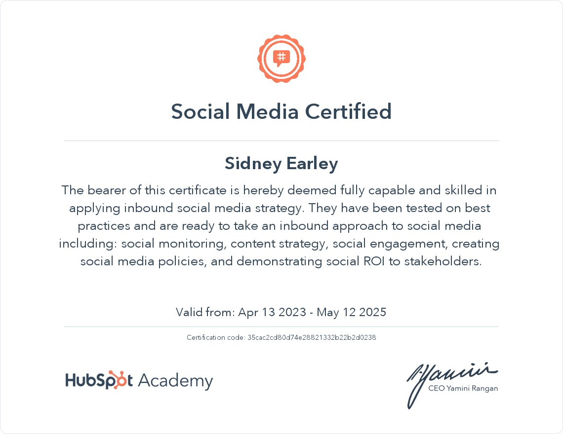 earley_sidney's tweet photo. Through HubSpot Academy I learned just how much planning goes into social media marketing!
@HubSpotAcademy 
@teacherJLK 
#Spring309 https://t.co/3B6jt6AkmW