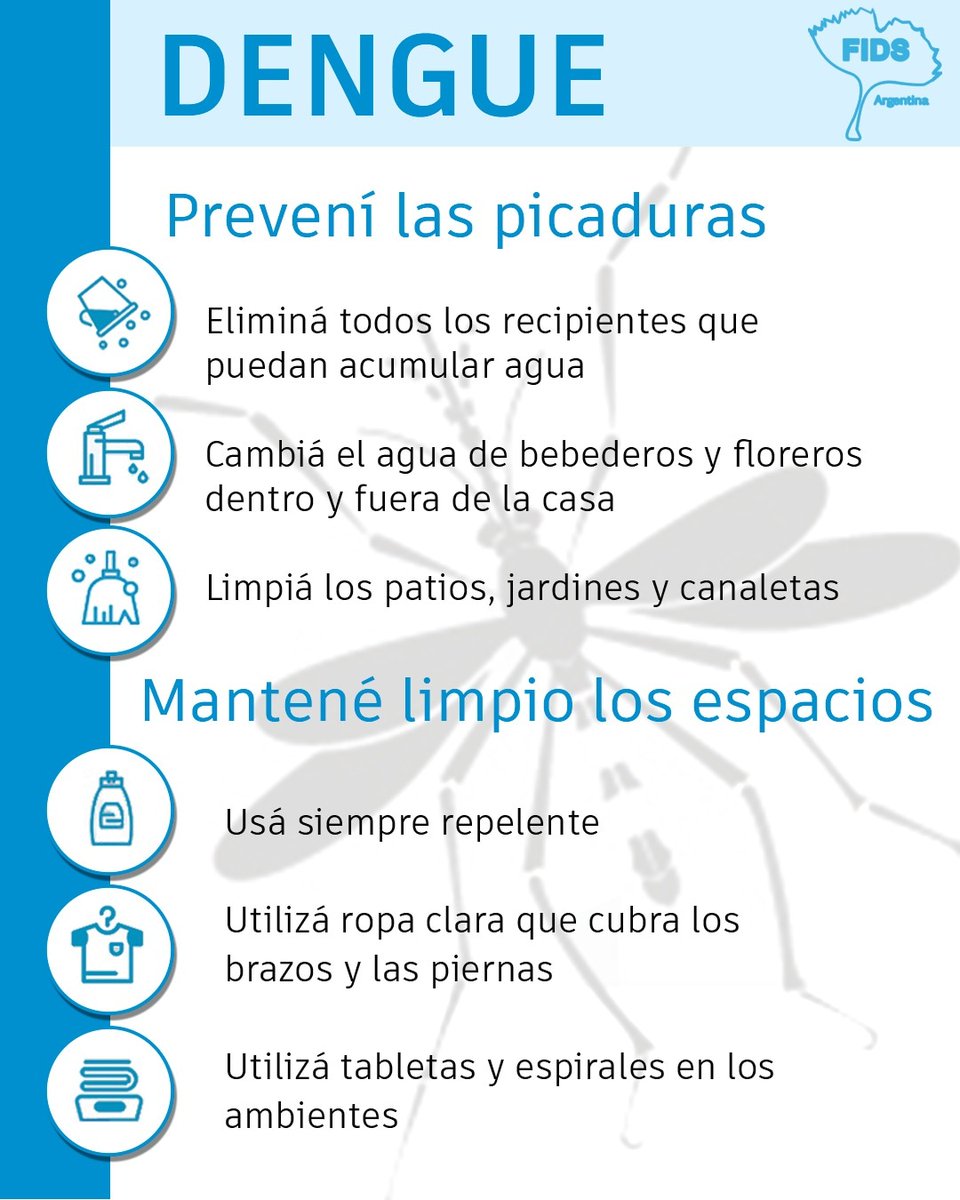 fidsargentina's tweet photo. 👉🏻¡Atención! 
Tengamos en cuenta estas recomendaciones para evitar que se propague el #dengue👇🏻 https://t.co/DQbLpK1tz9