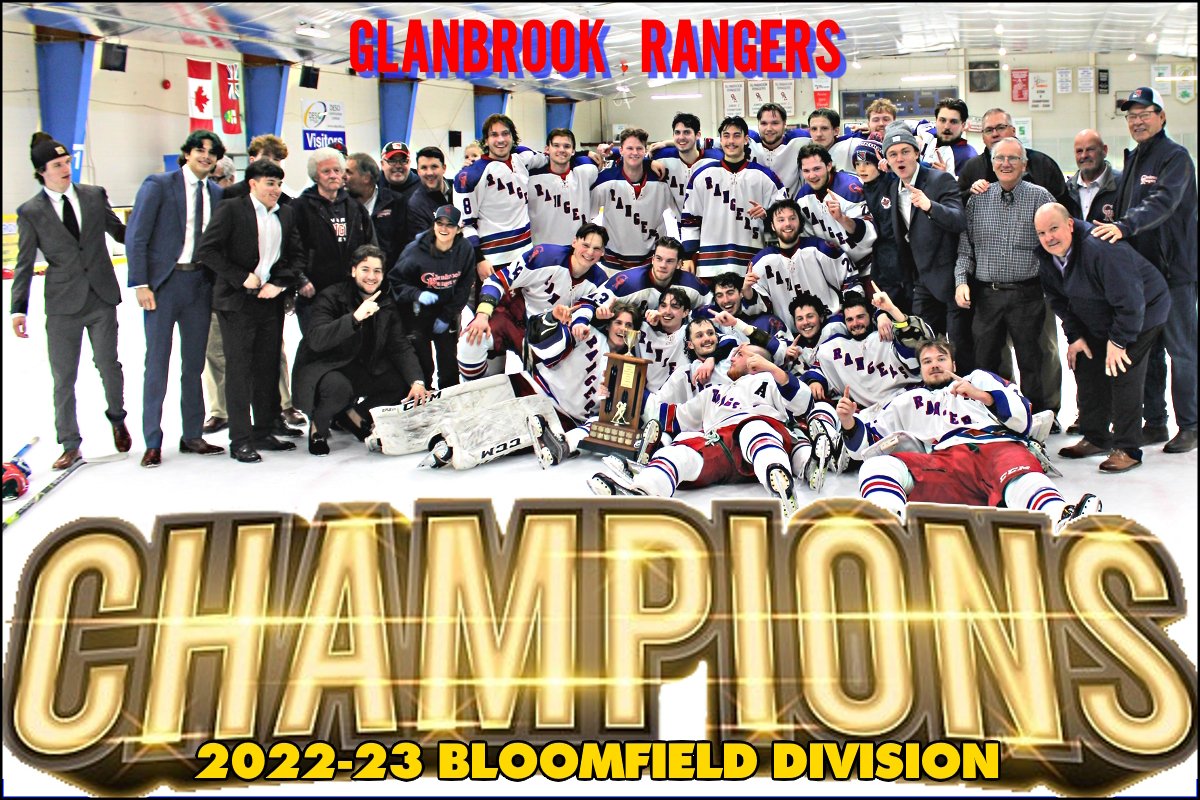 PJHL_GRangers's tweet photo. It's their crowning achievement!  The @PJHL_GRangers are the champions of the PJHL's Bloomfield Division after defeating the Grimsby Peach Kings 4-0 in Game 5 of their final series.  The Rangers now set their sights on the South Conference title.  Congratulations! https://t.co/RjY902eUqN