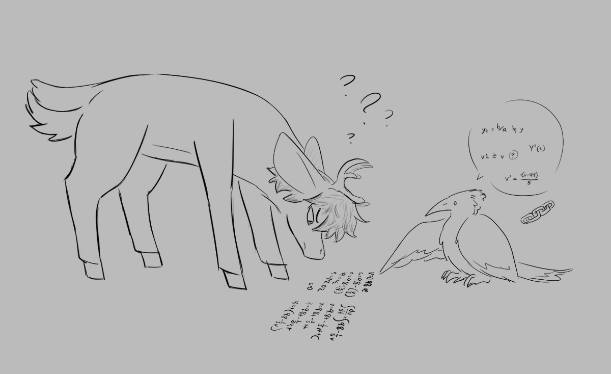 skwerldog's tweet photo. Today I got to watch @T_Applesmith guide @HarryDeDeer through solving differential equations. :)
This is how it looked in my head. https://t.co/XWzxLjChbe