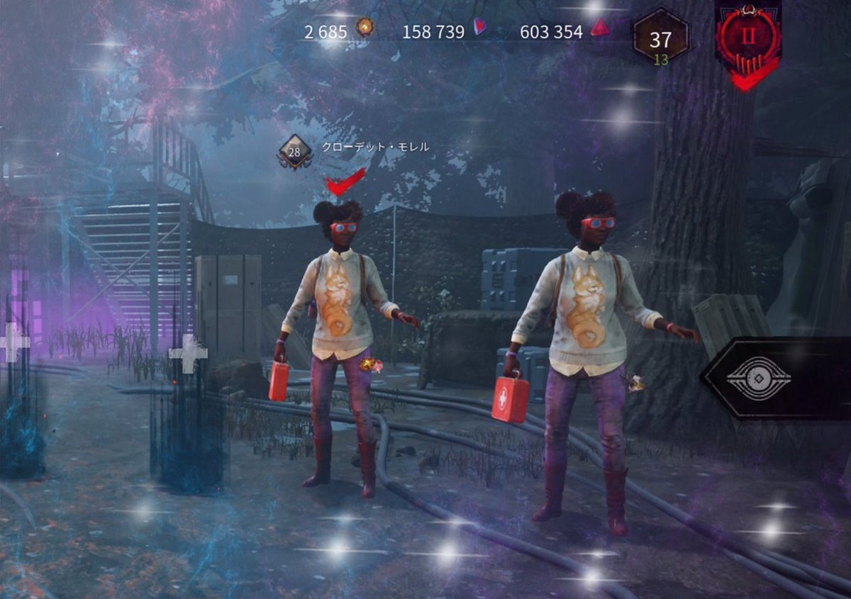 約1週間ぶりのdbd👩🏾‍🦱💨
良きリハビリになった👯‍♀️✨
しゃねるんともおひさだったけど安定で楽しかった🤞🏻🤍

しゃねるん｢狡猾入れてきた？｣
が謎すぎてしばらく笑いとまらんやった🤣🤣🤣最高🤣🤣🤣

鯖やってて思ったけど発電爆速過ぎてキラーむりぽ🤦‍♀️
上手キラーでもほとんどのマッチ通電してたなぁ🫠