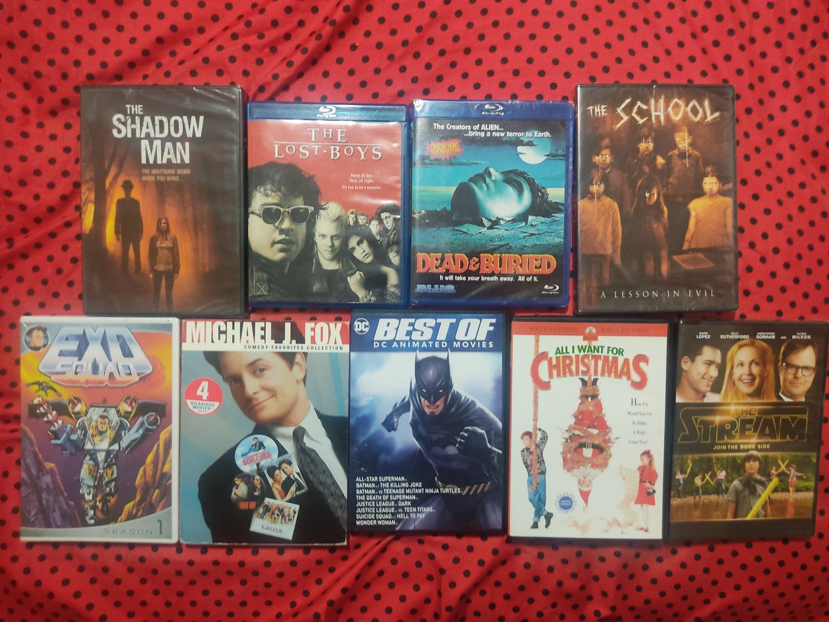 April movie haul #thelostboys #deadandburied #greedy #thehardway #forloveormoney #thesecretofmysucces #exosquad #thestream #theschool #theshadowman #justiceleague #AllIWantForChristmas #dollartree #dollartreemovies #moviecollection #PhysicalMedia