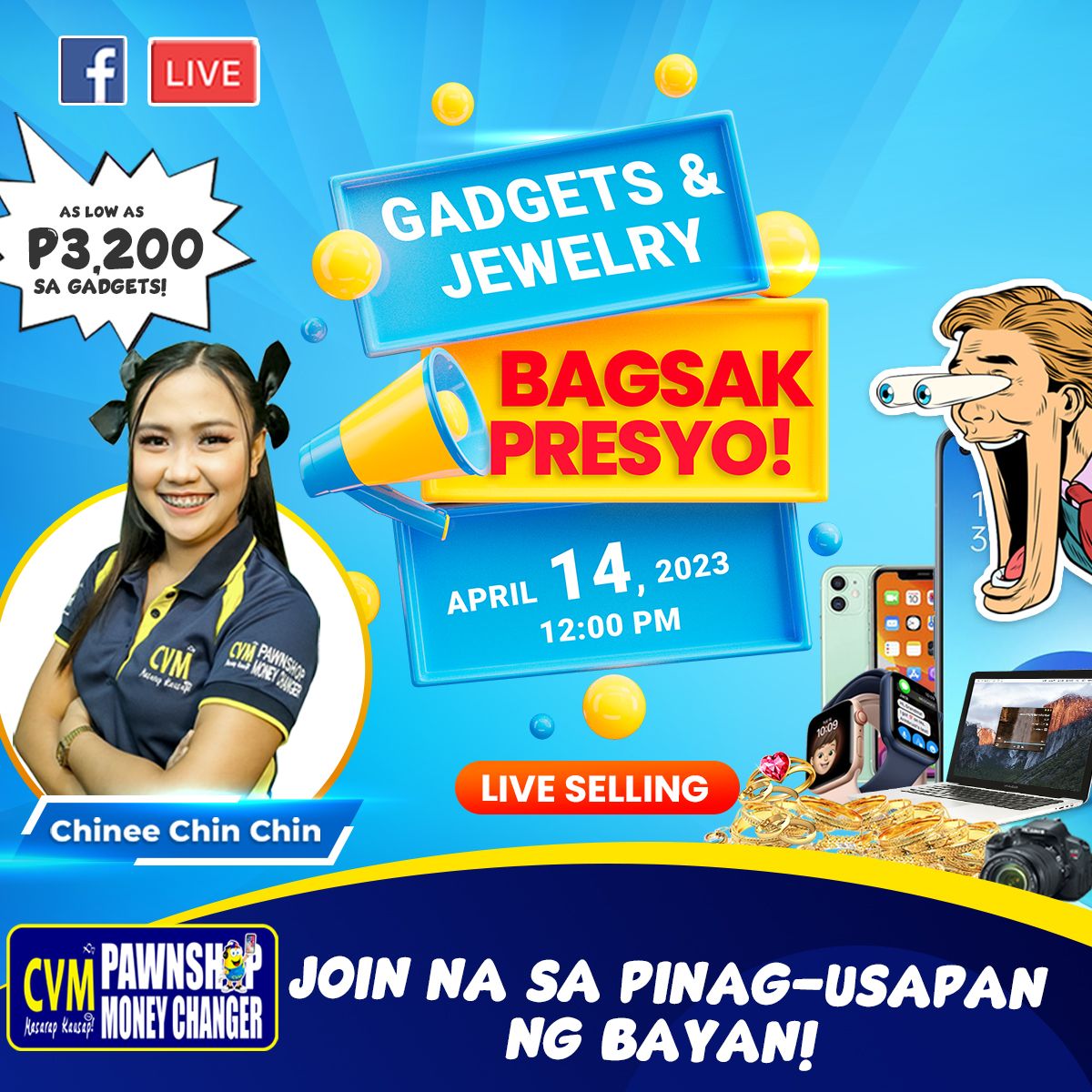cvmpawnshops's tweet photo. BLOCK FRIDAY 121 Live na Live na Bukas!!

Handa na ba kayo maki-mine sa mga nagbabagsakang presyo ng jewelry at gadgets mga Ka-tropa?

Good as new quality! All Originals! No to fakes! Zero repairs! Dito lang yan sa aming live na live selling. 

#cvmpawnshops #blockfriday121 https://t.co/jvQWqu07pZ
