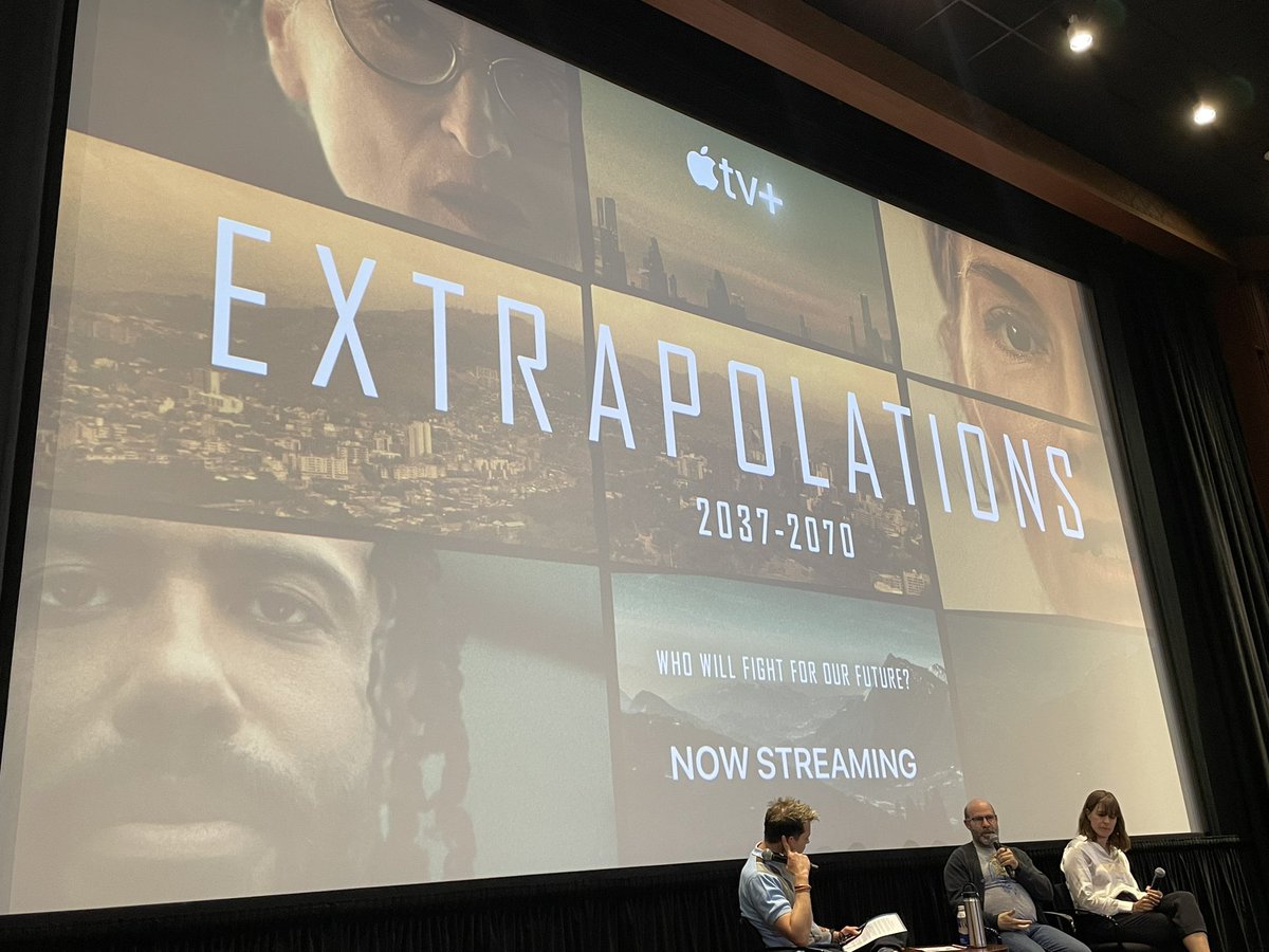 ResearchSmarter's tweet photo. Q&amp;A with Series Creator Scott Z. Burns and Executive Producer Dorothy Fortenberry  Moderated by Joe Árvai, Director of The Wrigley Institute for Environmental Studies USC Dornsife College of Letters, Arts, and Sciences

#Extrapolations #FaceofGodPanel #ClimateStorytelling https://t.co/SAfsDKkmLe